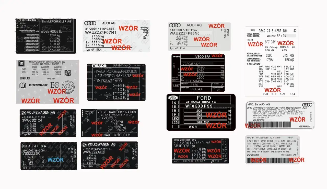 Tabliczka znamionowa samochodu norma Euro 5