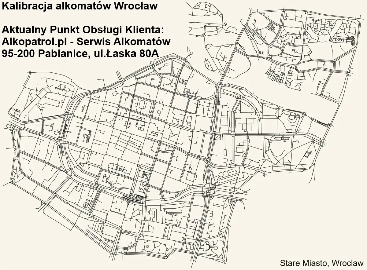 Mapa punktów serwisowych kalibracji alkomatów